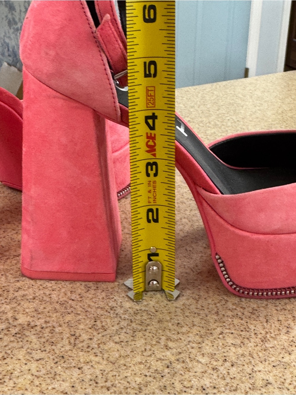 Gianni Bini Otten Pink Suede Ankle Strap Platform Heels 6.5 Fabric Zip - Picture 8 of 12